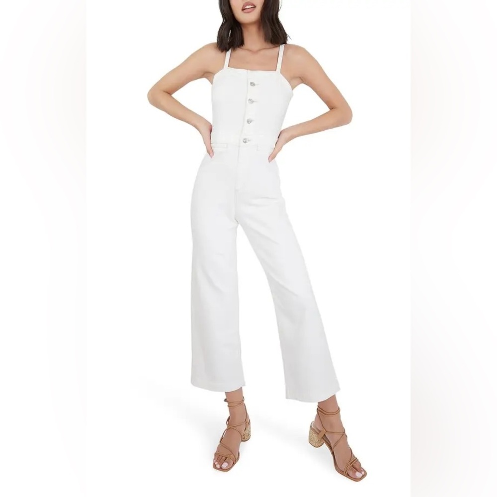 PAIGE Anessa Denim Culotte Jumpsuit in Gold Coast - Size 29